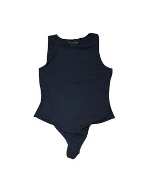 House of Harlow All Day Contour Sleeveless Black Ribbed Body Suit